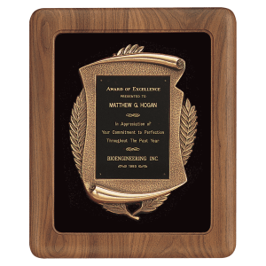American Walnut Frame w/Black Velour Back/Bronze Finish Frame/Black Brass Plate
