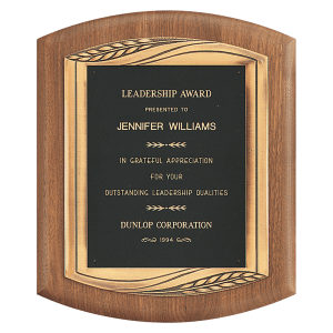 American Walnut Plaque with Antique Bronze Finish Frame Casting and Black Laserable Brass Personalization Plate