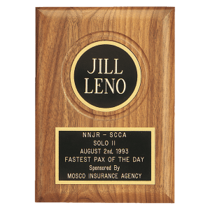 ewelers Black Laserable Black Plate and 2 1/2" Disc on an American Walnut Plaque- Sheffield Series