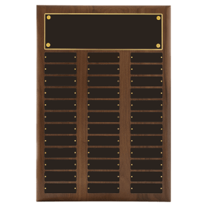American Walnut 12 Plate Perpetual Plaque with Black Brass Plates