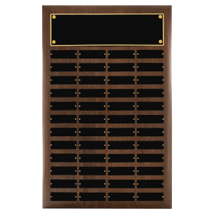 American Walnut 12 Plate Perpetual Plaque with Black Brass Plates