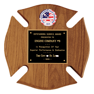 American Walnut Maltese Cross Plaque w/Black Brass Plate and 2" Insert