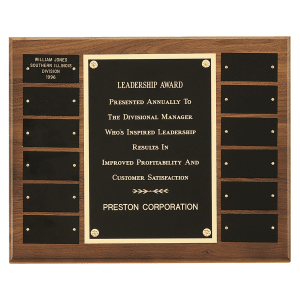 American Walnut Perpetual Plaque with Black Brass Plates