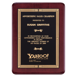Airflyte Premium Rosewood Piano Finish Plaque with Gold Border