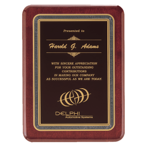 Rosewood Piano Finish Plaque with Black/Gold Florentine Design