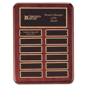 Rosewood Piano Finish Plaque with Laserable Black Brass Plates - view 2