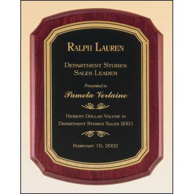 Rosewood Piano Finish Plaque with Brass Plate 9x12"