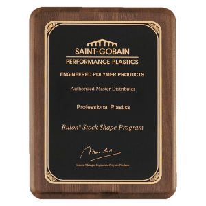Airflyte Premium Walnut Piano Finish Plaque with Gold Florentine Border
