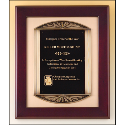 Rosewood Stained Piano Finish Plaque Cast Frame