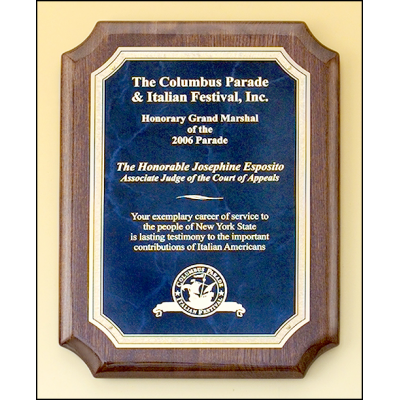 Walnut Stained Piano Finish w/ Sapphire Marble Center and Florentine Border Engraving Plates - view 2