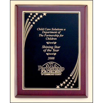 Rosewood Piano Finish Plaque w/ Florentine Design Border
