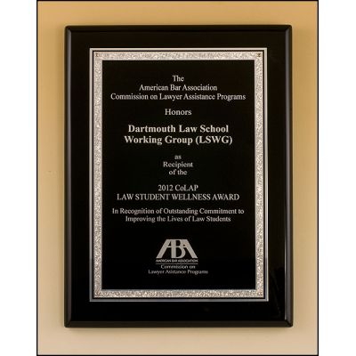 Silver Florentine Border w/ Textured Black Center on Black Piano Finish Plaque