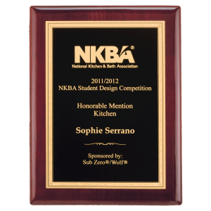 Airflyte Rosewood Piano Finish Plaque with Textured Black/Gold Florentine Border