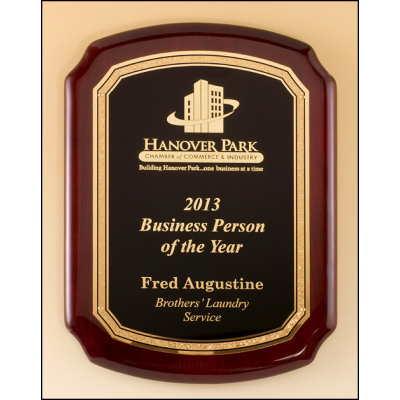 Gold Florentine Border w/ Textured Center on Rosewood Piano Finish Plaque