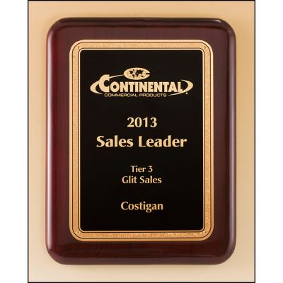 Gold Florentine Border w/ Textured Black Center on Rosewood Piano Finish Plaque