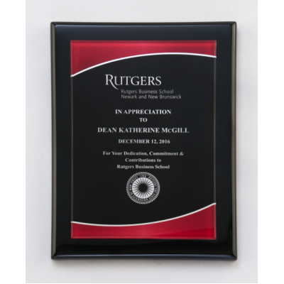 Acrylic Plate w/ Red Border on Black Piano Finish Plaque