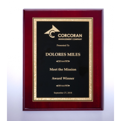Black Center w/ Gold Florentine Border on Rosewood High Luster Plaque