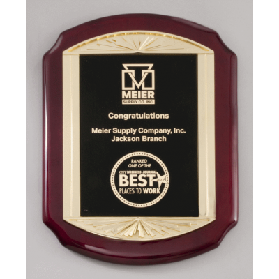 Rosewood Piano Finish Plaque with Gold Frame Casting