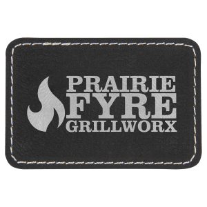 Rectangle Black/Silver Laserable Leatherette Patch with Adhesive