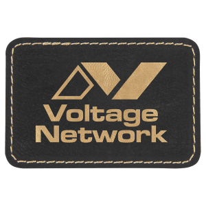 Rectangle Black/Gold Laserable Leatherette Patch - view 2