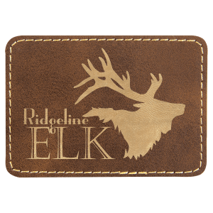 Rectangle Rustic/Gold Laserable Leatherette Patch with Adhesive