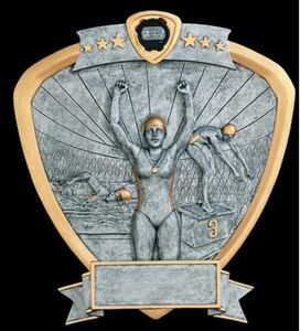 Female Swimmer 8" Shield Resin Trophy