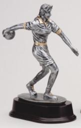 Female Bowler in Silver and Gold Resin Trophy