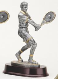 Male Tennis Player Silver and Gold Resin Trophy