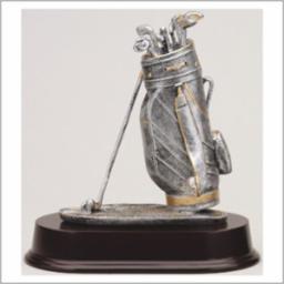 Golf Bag with Gold Trim Resin Trophy