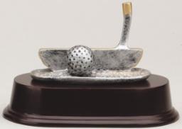 Golf Club Putter and Ball Resin Trophy