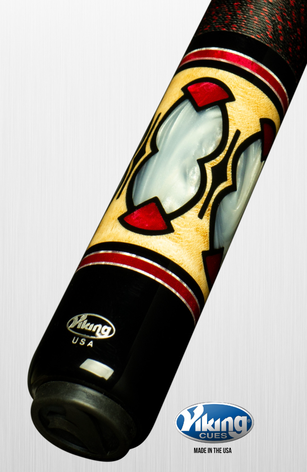 Red and White Premium Pearl Viking Cue - view 2