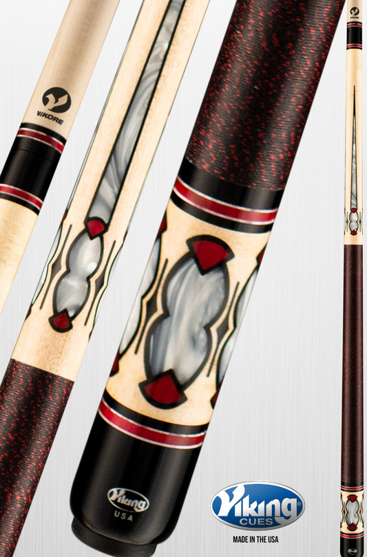 Red and White Premium Pearl Viking Cue