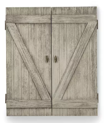 Rustic Barndoor Gray Dartboard Cabinet