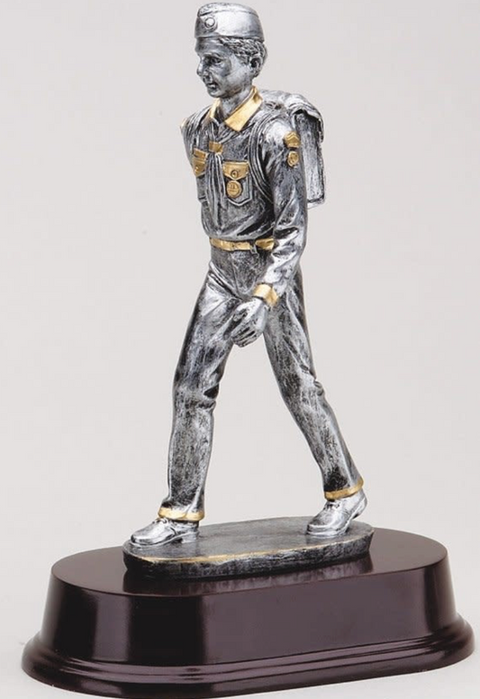 Boy Scout with Gold Trim Resin Trophy