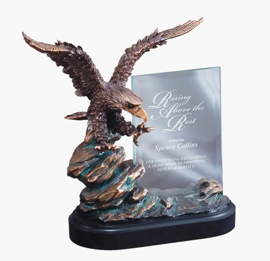 Resin Eagle on Rocks with Glass