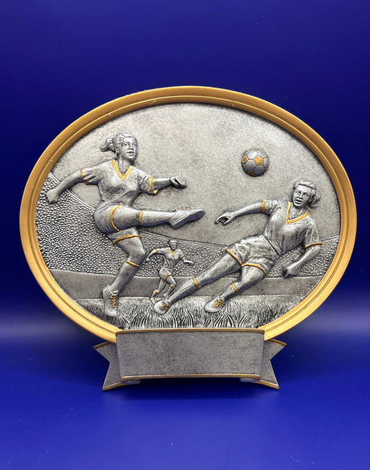 OVAL LEGEND RESIN, SOCCER FEMALE - 8 1/2" X 8"