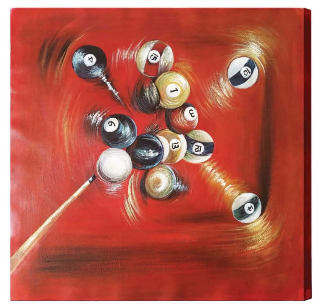 Balls In Motion w/ Cue Oil Painting w/ Canvas