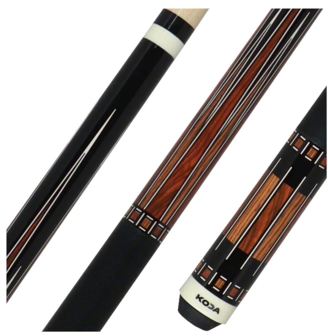 KODA Cue Stick Black with Cocobolo Overlay, Irish Linen Wrap, & Maple Shaft