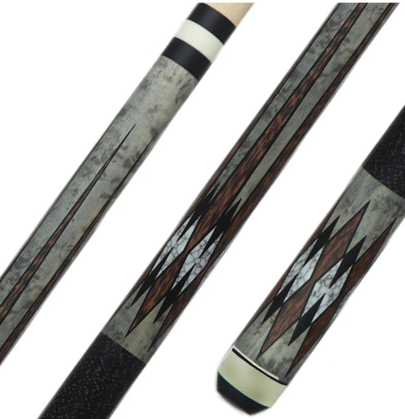 Koda Cue Stick - Smoke with Palm Wood & Wood, Matte, Irish Linen Wrap, & Maple Shaft