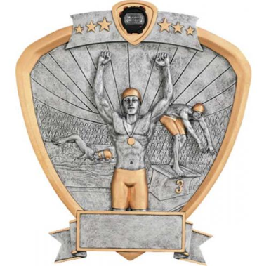 Male Swimmer 8" Shield Resin Trophy - view 2