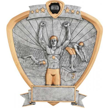 Male Swimmer 8" Shield Resin Trophy