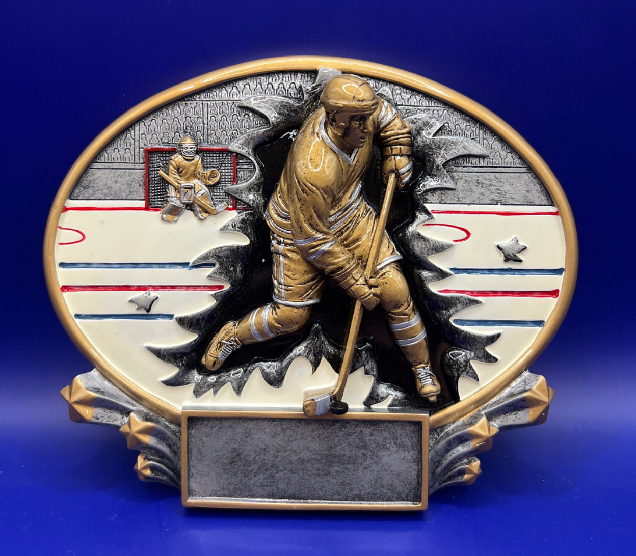 Hockey in Motion Oval Resin Trophy