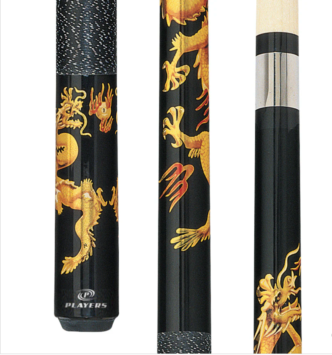 Players Golden Dragons Cue with Black Linen Wrap