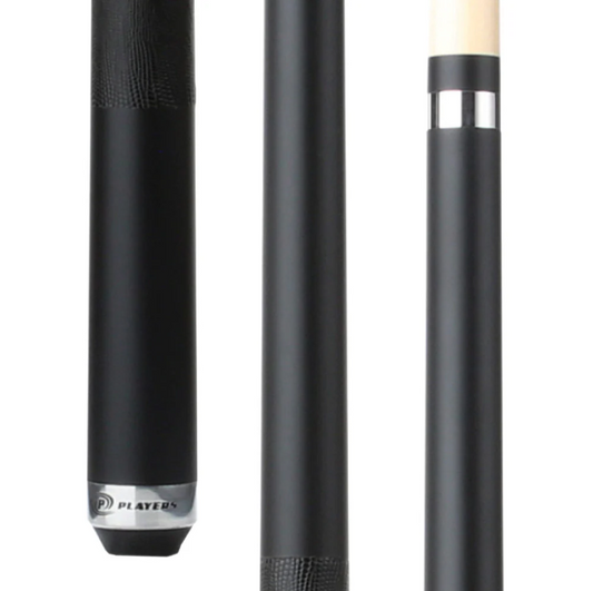 Players Onyx Black Matte Cue with Embossed Leather Wrap