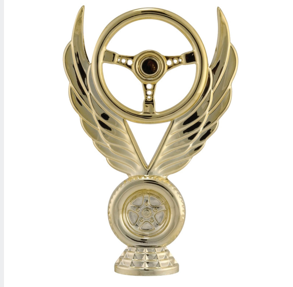 Winged Wheel Figure, Gold, 6"