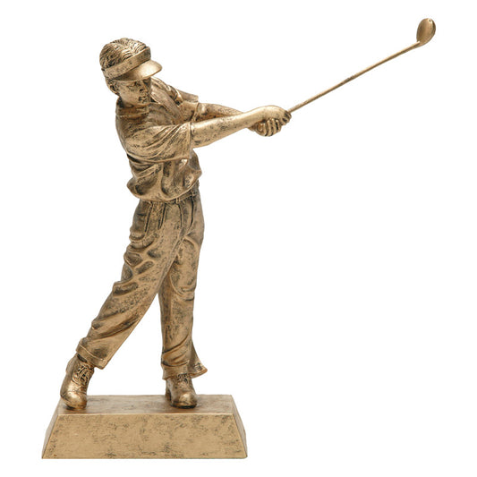 Male Golfer Gold Sports Resin 10.5"