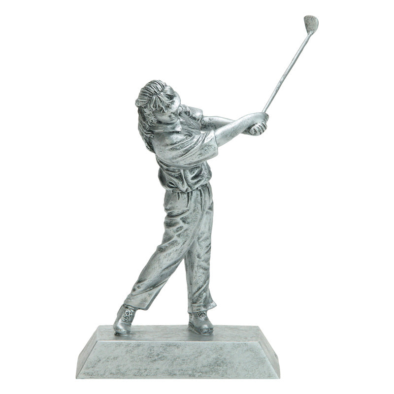 Female Golfer Silver Sports Resin 7.75"