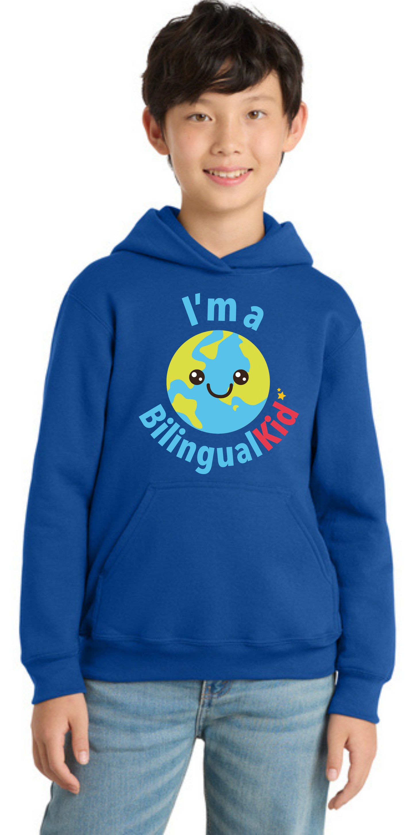 Bilingual Kid Youth Blue Hoodie