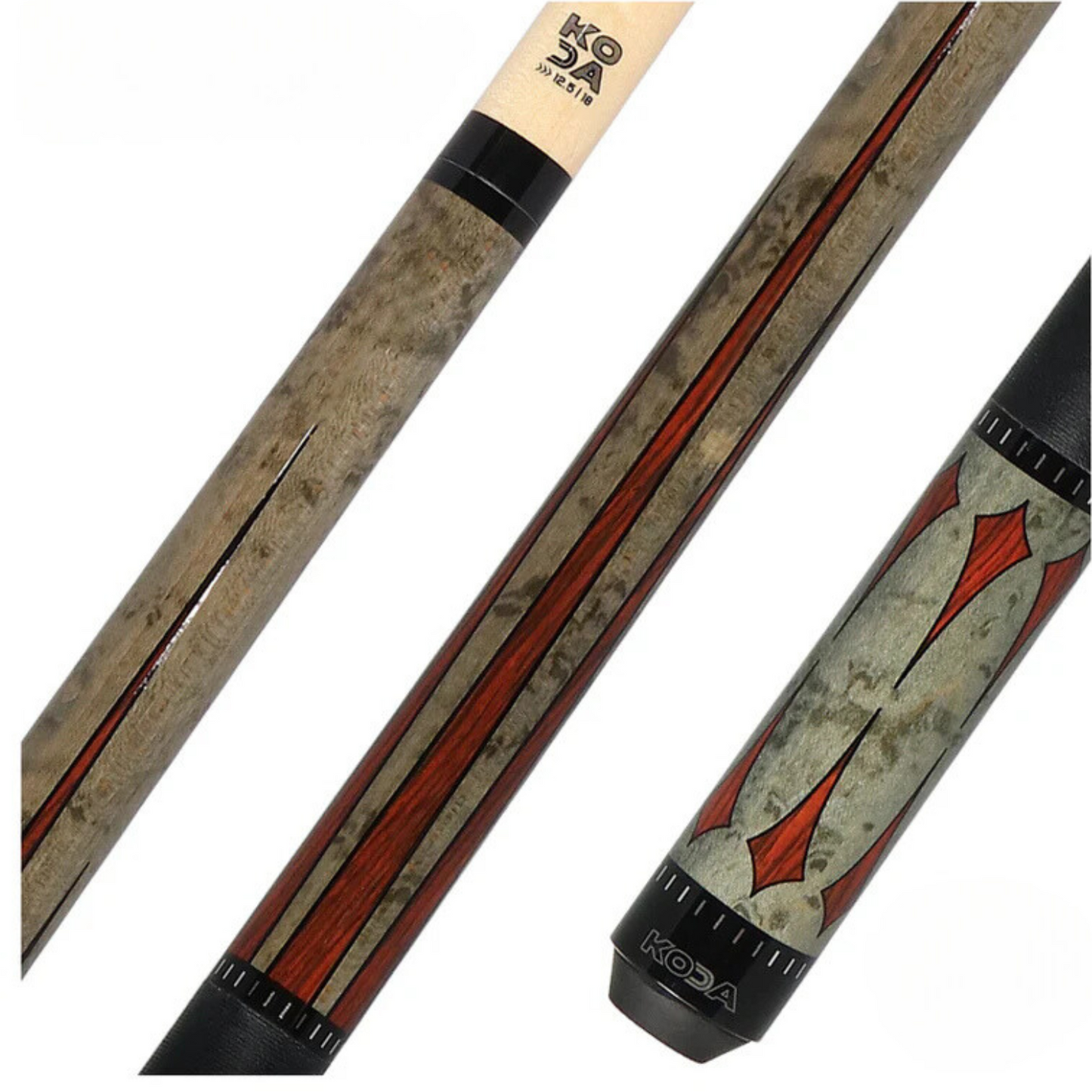 Koda Grey and Wood Grain Four Point Cue Stick