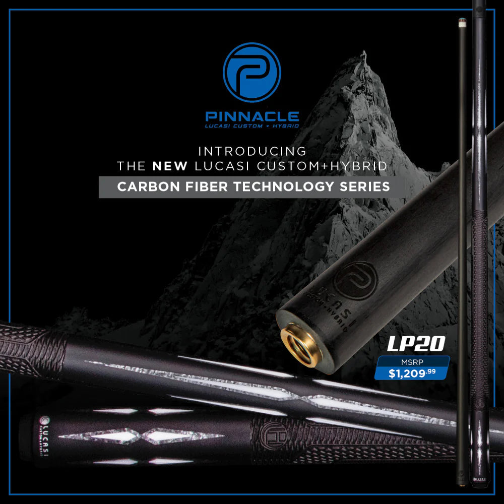 Lucasi Pinnacle Black/Imitation Bone Cue With Carbon Fiber Tech Shaft